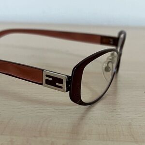 FENDI Readers Cranberry Cat Eye Silver FF Logo Non Prescription Case COA BNWOT